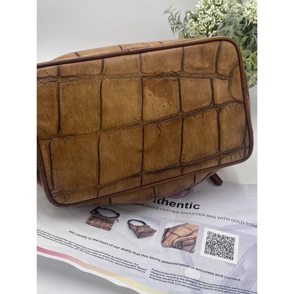 Dooney & Bourke Authenticated Cognac Croc Embossed Hobo Bayou vintage Handbag - Picture 11 of 11